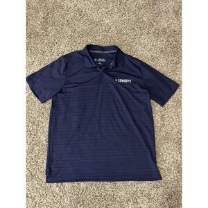 Dallas Cowboys Mens XL Blue Striped Performance Short Sleeve Polo Shirt
